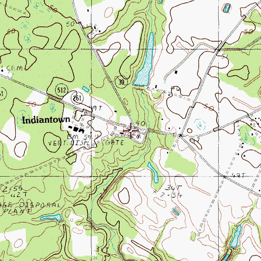 Topographic Map of Indiantown Presbyterian Church, SC