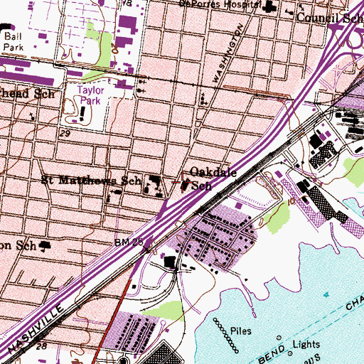 Topographic Map of Oakdale School, AL