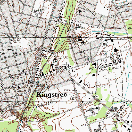Topographic Map of Kings Tree Plaza Shopping Center, SC