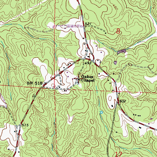 Topographic Map of Oakes Chapel, AL
