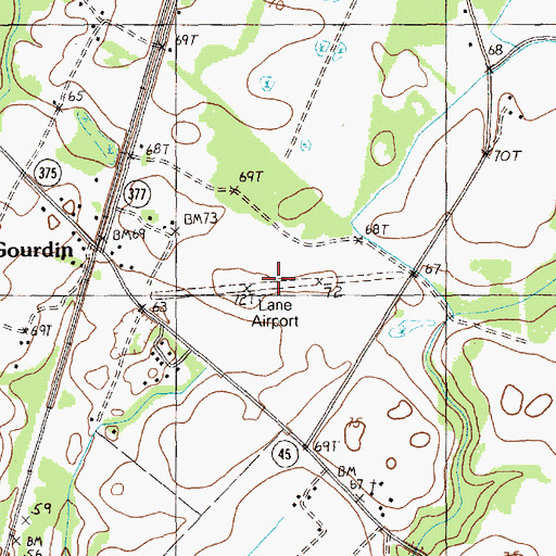 Topographic Map of Lane Airport (historical), SC