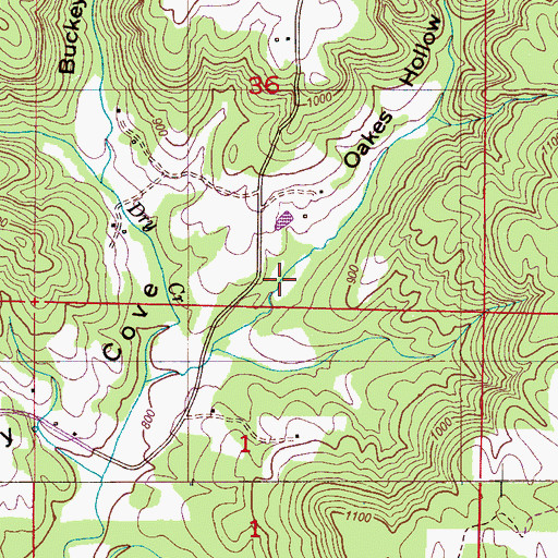 Topographic Map of Oakes Hollow, AL