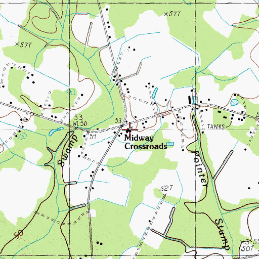 Topographic Map of Midway Baptist Church, SC