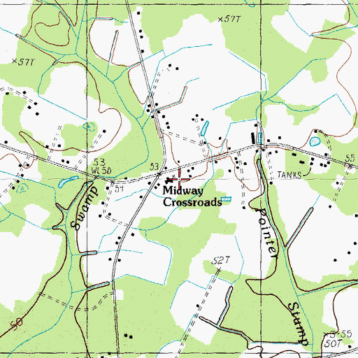 Topographic Map of Midway Cemetery, SC
