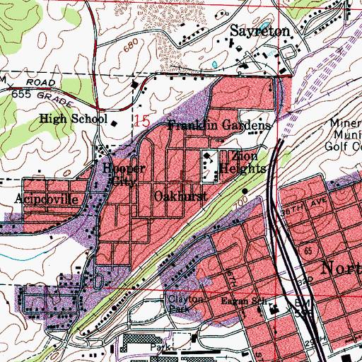 Topographic Map of Oakhurst, AL