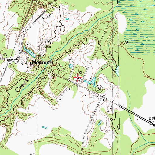 Topographic Map of Nesmith Cemetery, SC