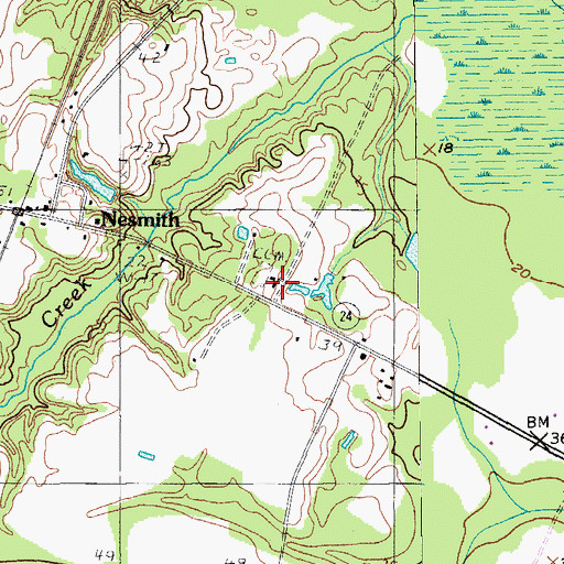 Topographic Map of Nesmith Missionary Baptist Church, SC