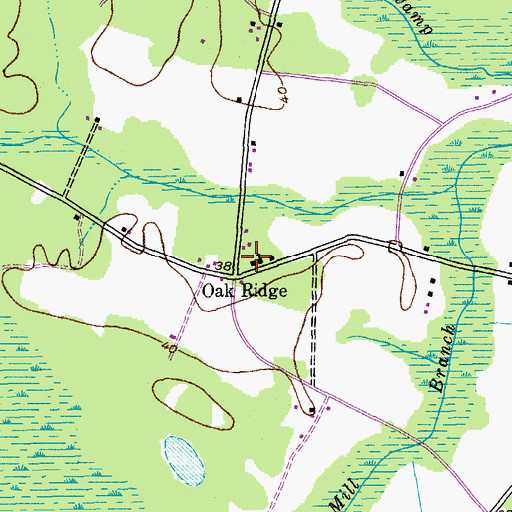 Topographic Map of Oak Ridge School (historical), SC