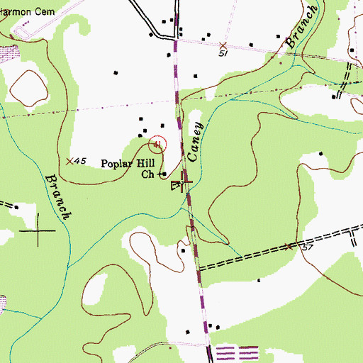 Topographic Map of Poplar Hill Cemetery, SC