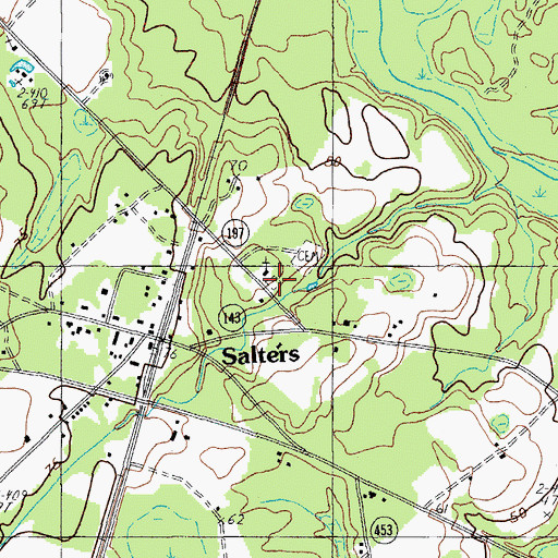 Topographic Map of Salters Cemetery, SC