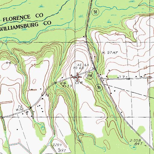 Topographic Map of Singleton Church, SC