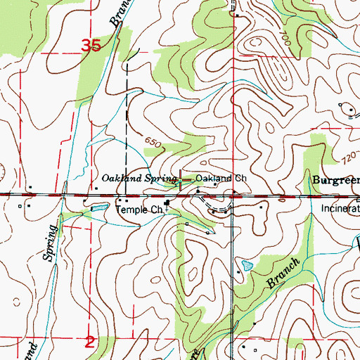Topographic Map of Oakland Spring, AL