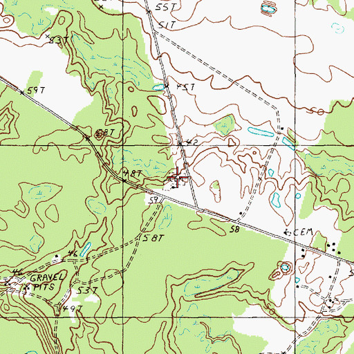 Topographic Map of Sutton Cemetery, SC