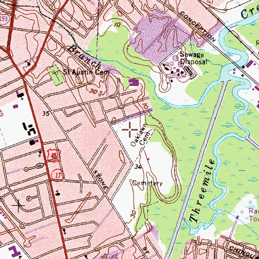 Topographic Map of Oaklawn Cemetery, AL