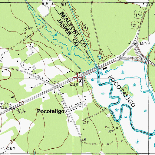 Topographic Map of Pocotaligo School (historical), SC