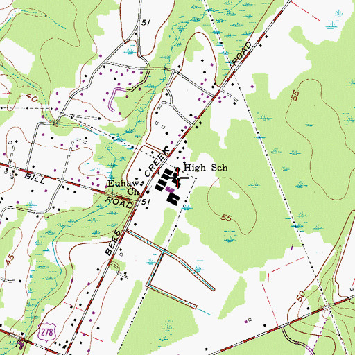 Topographic Map of Ridgeland Elementary School, SC