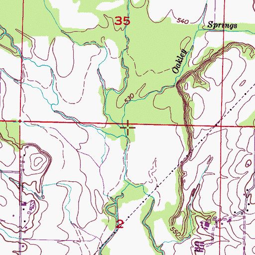 Topographic Map of Oakley Springs Branch, AL