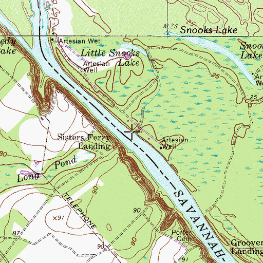 Topographic Map of Sisters Ferry (historical), SC