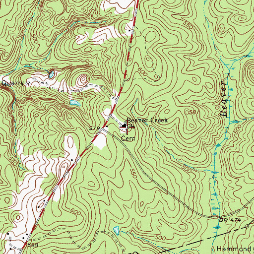 Topographic Map of Beaver Creek Cemetery, SC