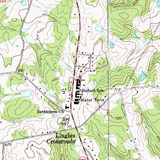 Topographic Map of Buford Elementary School, SC