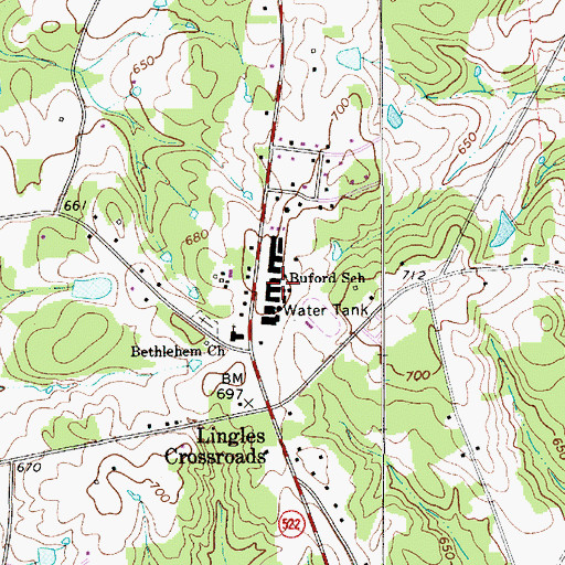 Topographic Map of Buford High School, SC
