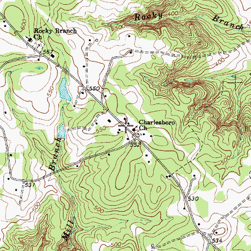 Topographic Map of Charlesboro School (historical), SC