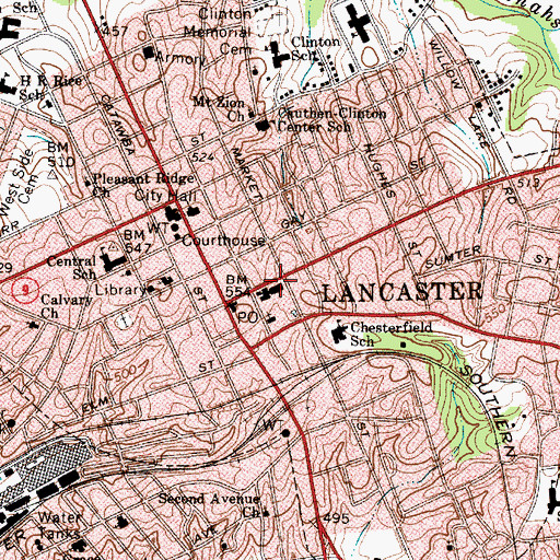 Topographic Map of First Baptist Church, SC