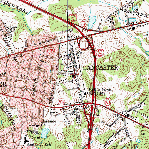 Topographic Map of Glenwood Heights Baptist Church, SC