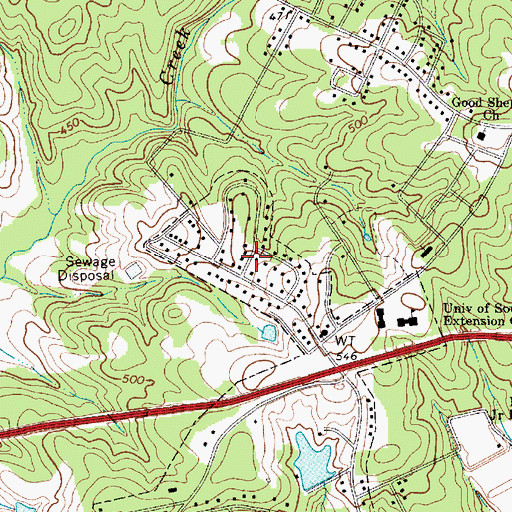 Topographic Map of Gregwood, SC