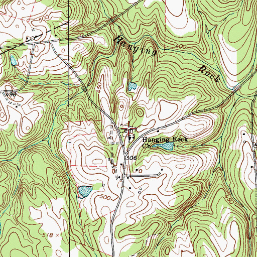 Topographic Map of Hanging Rock Cemetery, SC