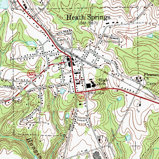 Topographic Map of Heath Springs Baptist Church, SC