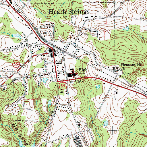 Topographic Map of Heath Springs High School (historical), SC