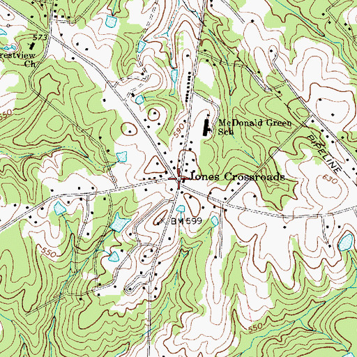 Topographic Map of Jones Cross Roads School (historical), SC