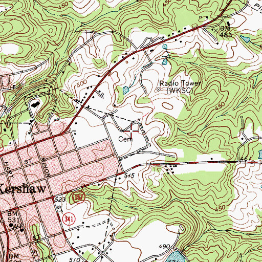 Topographic Map of Kershaw Primary School, SC