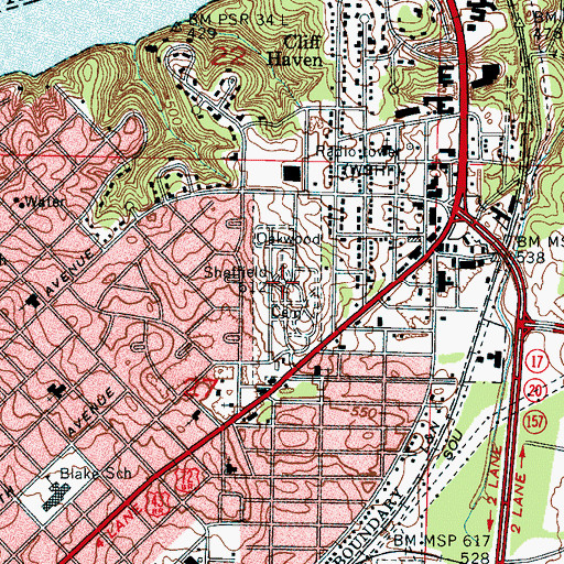 Topographic Map of Oakwood Cemetery, AL