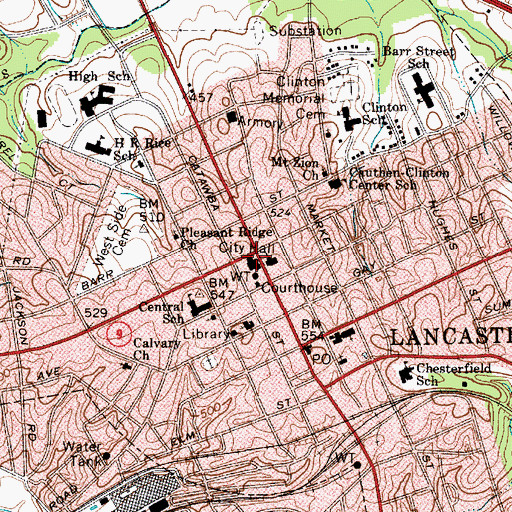 Topographic Map of Lancaster City Hall, SC