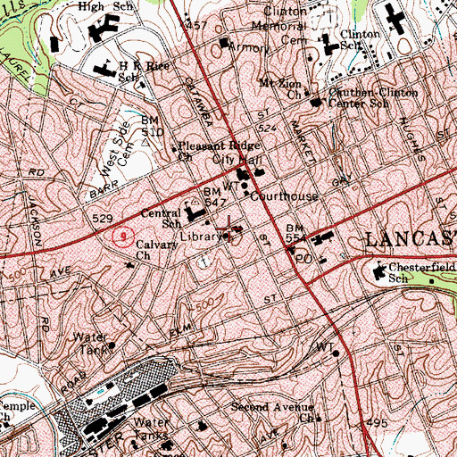 Topographic Map of Lancaster County Jail, SC