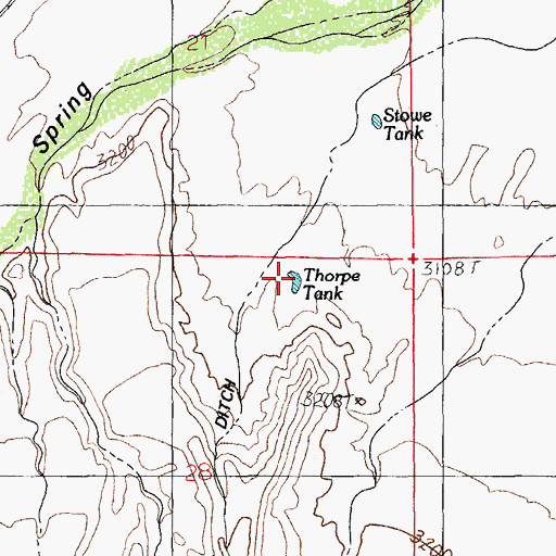 Topographic Map of Thorpe Tank, AZ