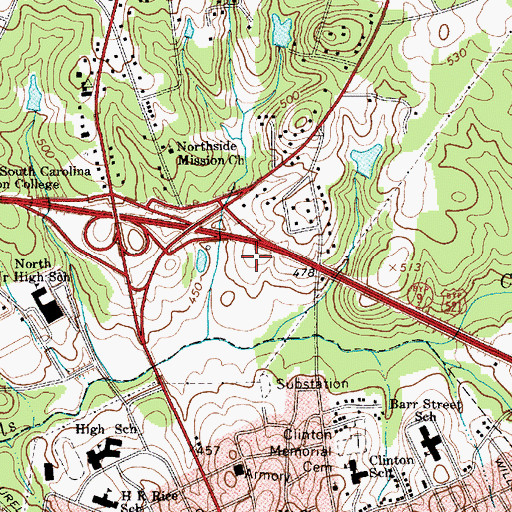 Topographic Map of Lancaster Square Shopping Center, SC