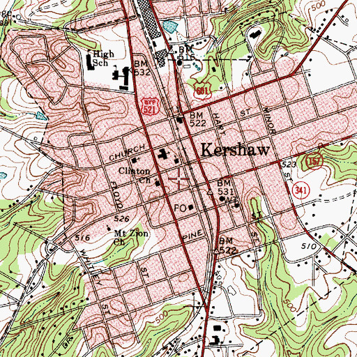 Topographic Map of Matson Street Historic District, SC