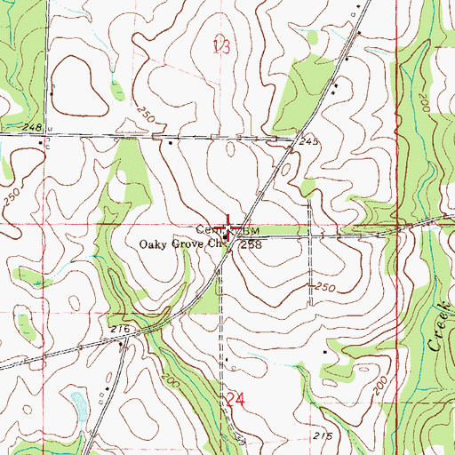 Topographic Map of Oaky Grove Church, AL