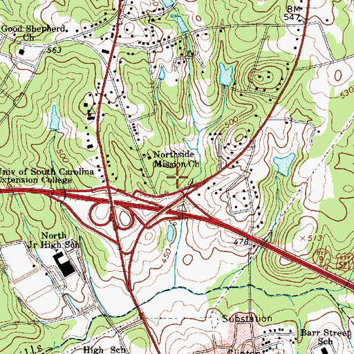 Topographic Map of North Park Square Shopping Center, SC