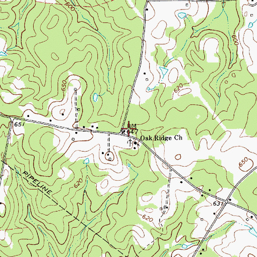 Topographic Map of Oak Ridge School (historical), SC