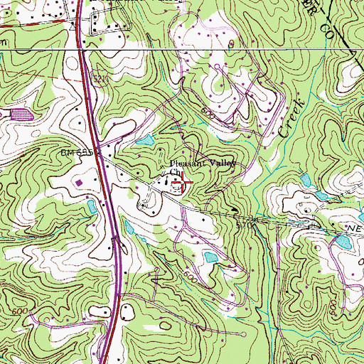 Topographic Map of Pleasant Valley Cemetery, SC
