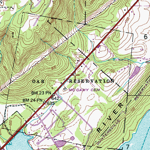 Topographic Map of Oar Reservation, AL