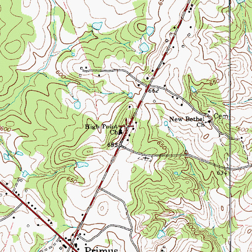 Topographic Map of Red Hill School (historical), SC