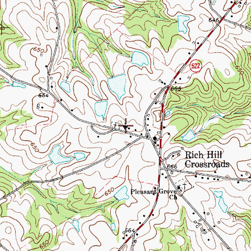 Topographic Map of Rich Hill Baptist Church, SC