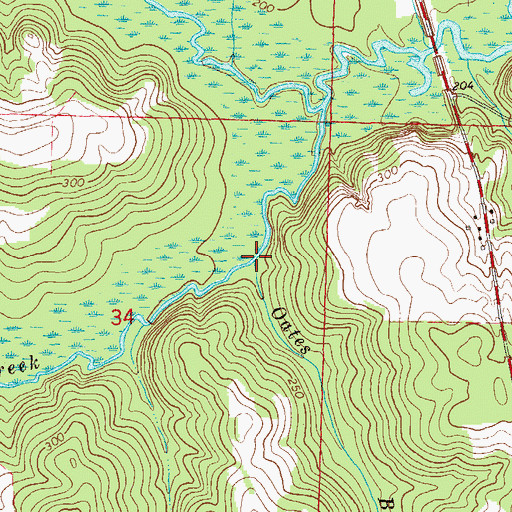 Topographic Map of Oates Branch, AL