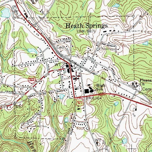 Topographic Map of Salem United Methodist Church, SC