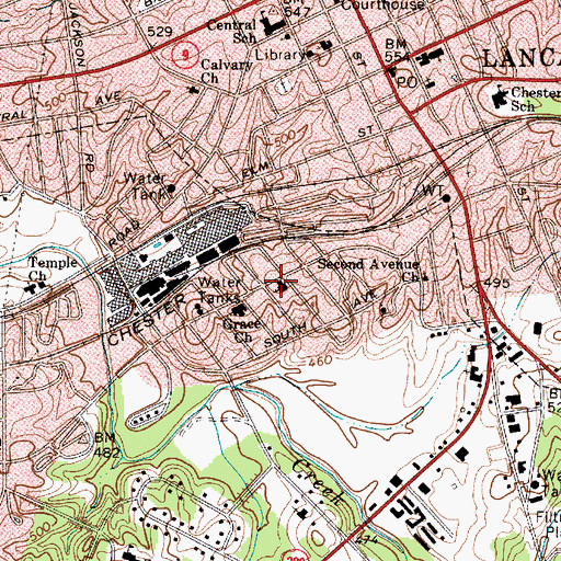 Topographic Map of Second Baptist Church, SC